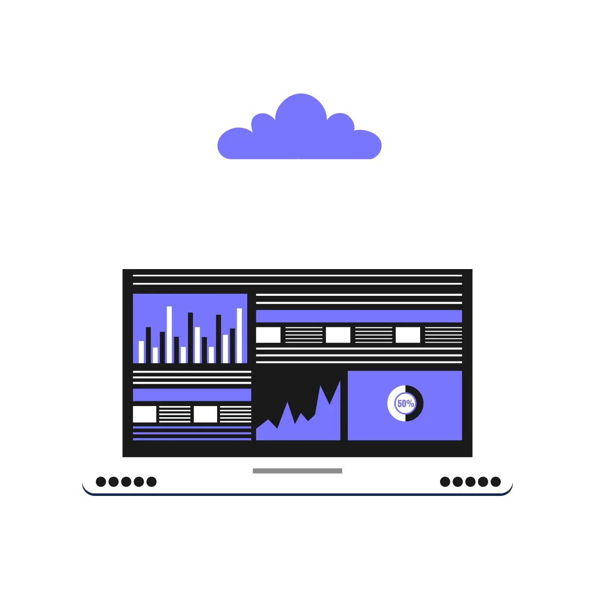 RVB Web Hosting Solutions Laptop Connected to Cloud Servers